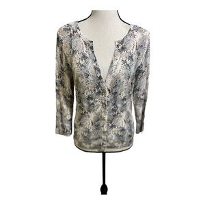 White House black market womens cardigan snap buttons snake rayon size medium